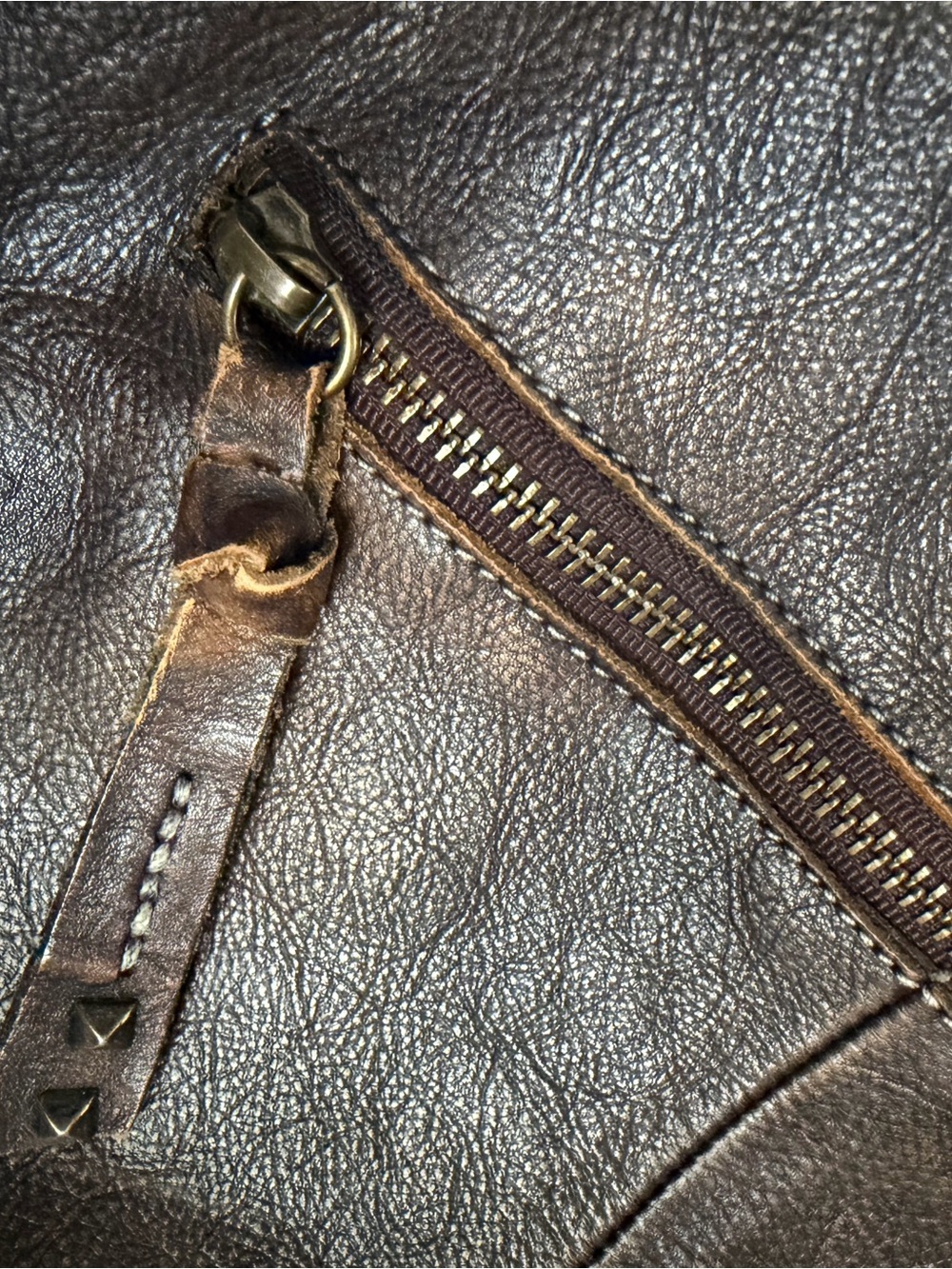 BED|STU Distressed Brown Leather Tote with Top Handles - Picture 6 of 9